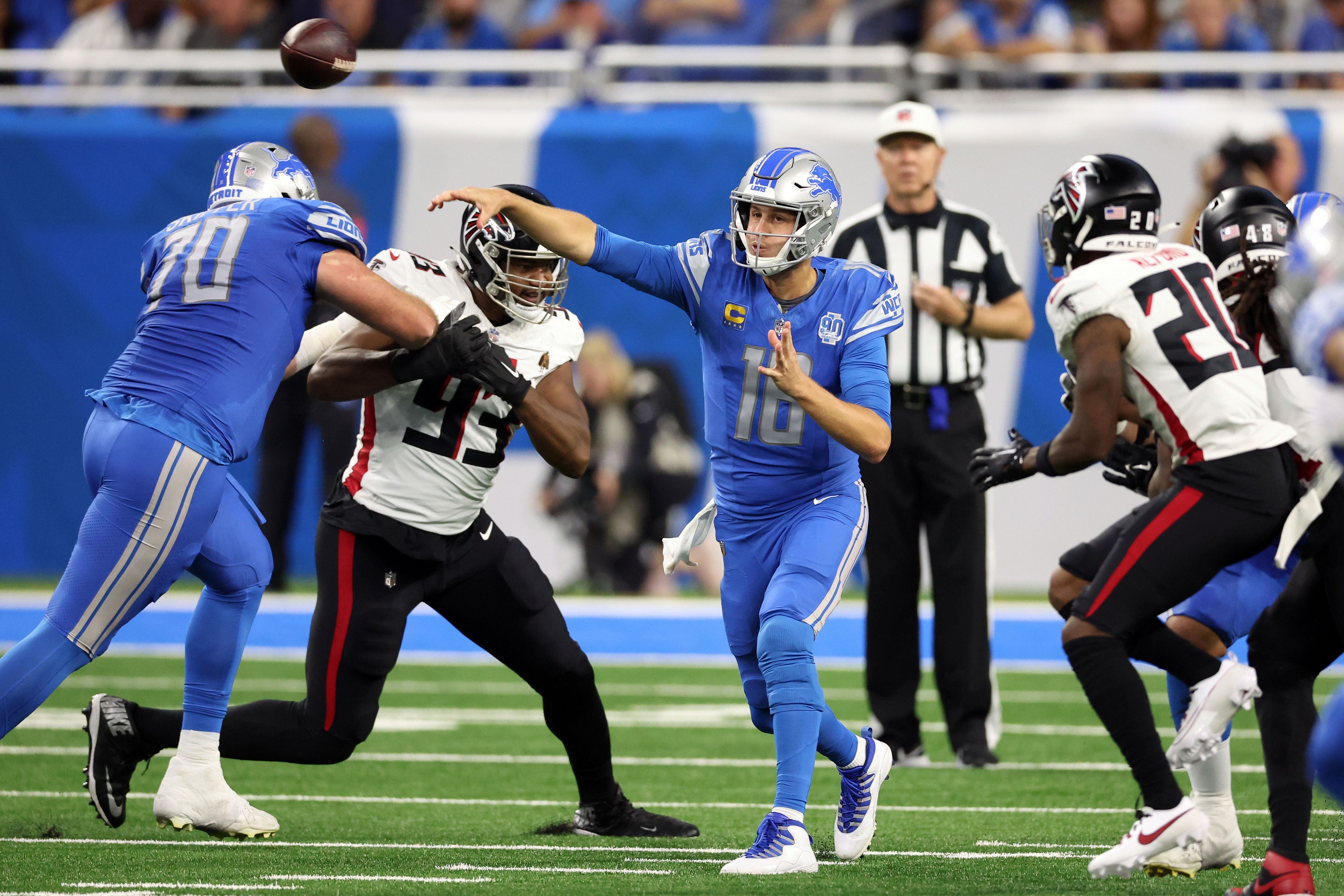 Jared Goff throws and runs for TDs, helping the Lions bounce back with a  20-6 win over Falcons - The San Diego Union-Tribune