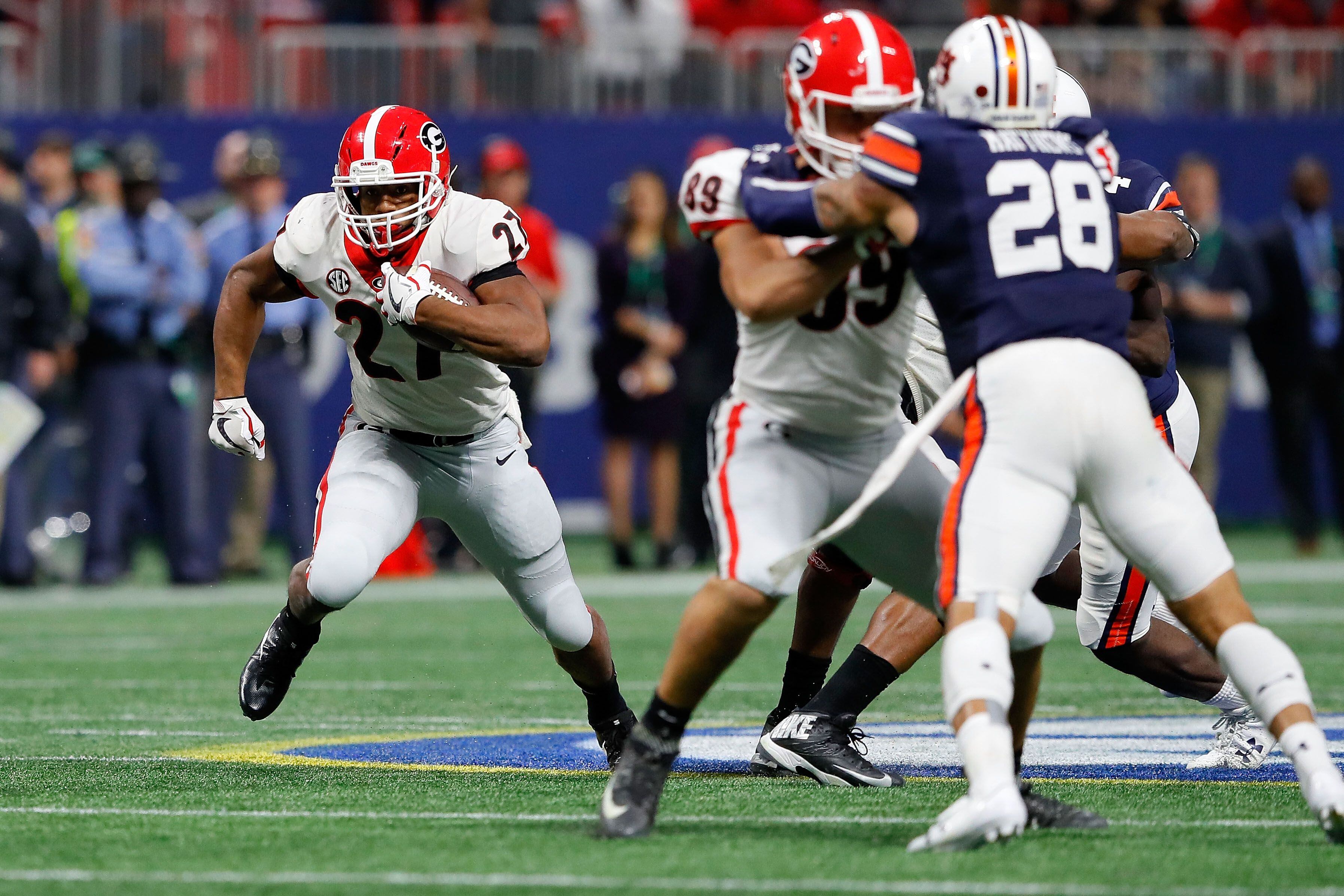 Georgia Bulldawgs #27 Nick Chubb  Georgia bulldogs football, Dawgs  football, Bulldogs football